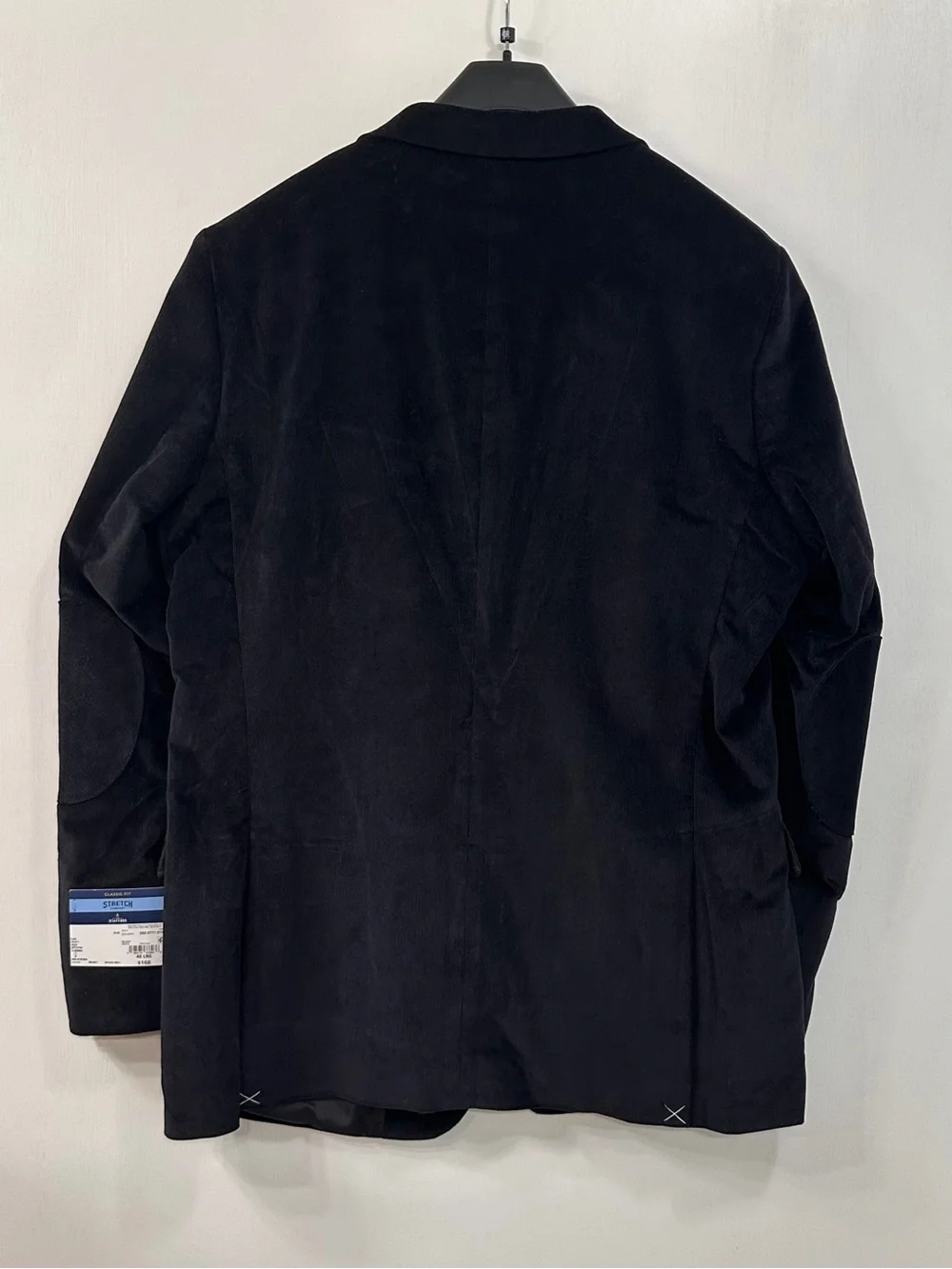 Stafford Black Corduroy Jacket Elbow Patches Sports Coat Stretch Men’s 48L $168